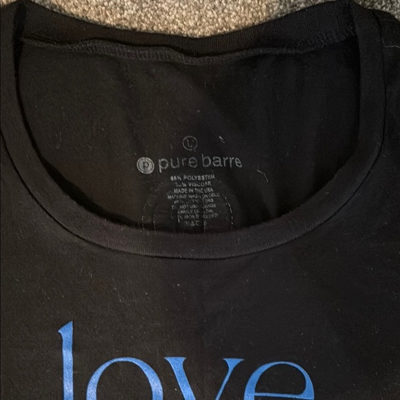 Pure Barre Black Tank Top with Blue Text - Picture 2 of 3
